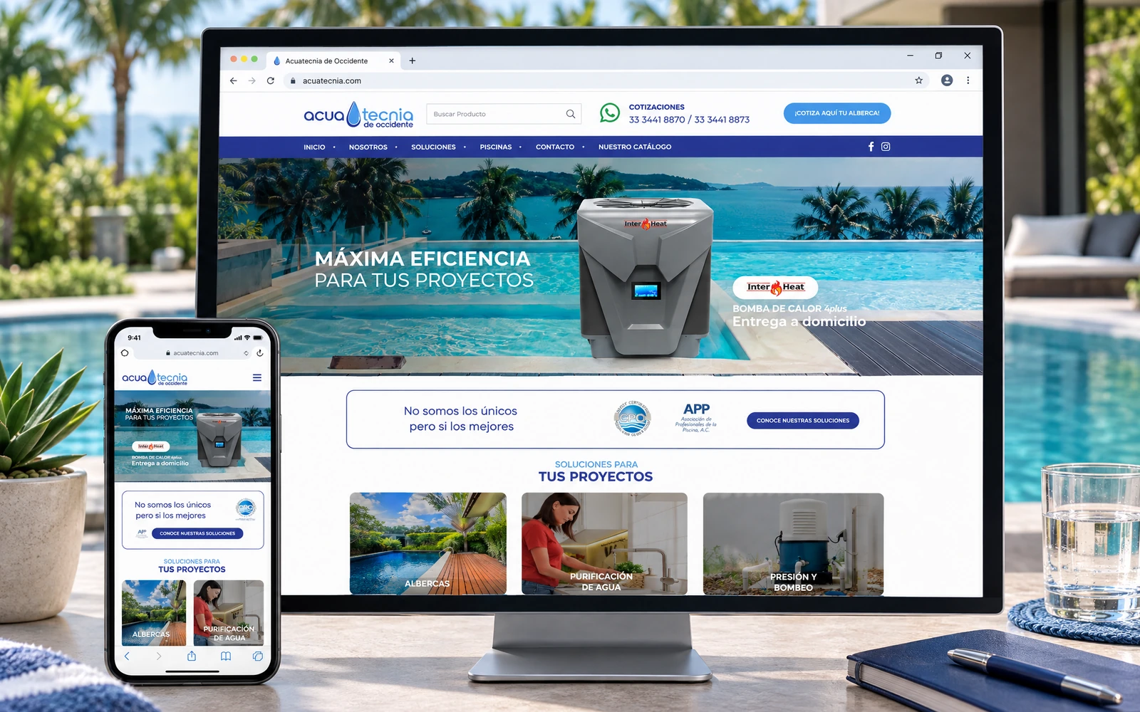 Acuatecnia: sitio web para albercas y sistemas hidráulicos
